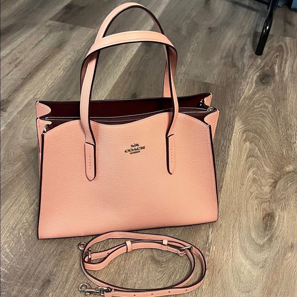 Coach Charlie Carryall Peony Leather Handbag